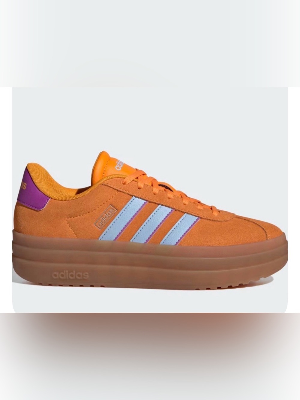 adidas Originals VL Court Bold Orange & Light Blue Suede Platform Sneakers- 11M